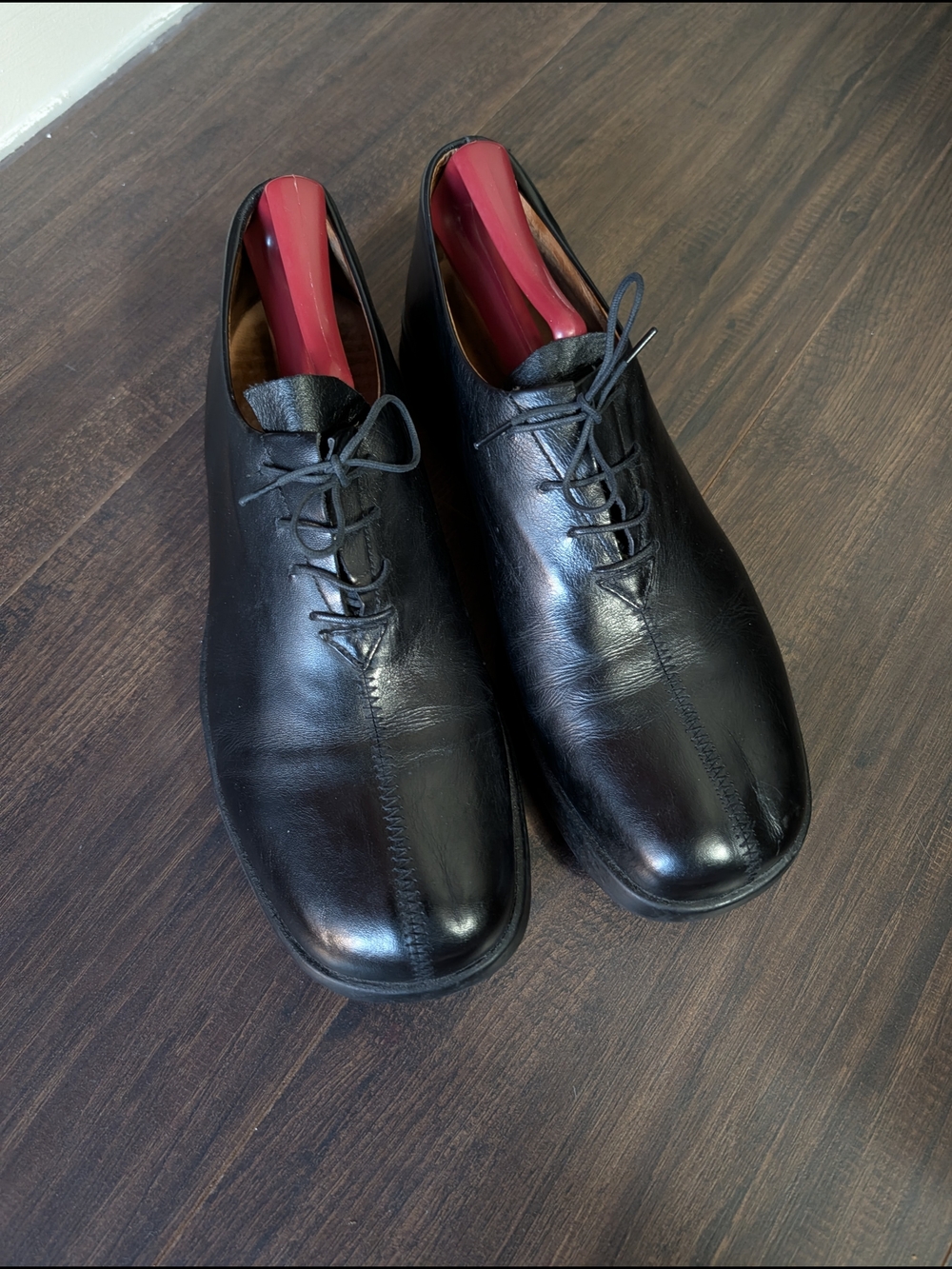 DKNY Vintage Made In Spain Bulb Norwegian Split Toe Black Leather Oxfords 9